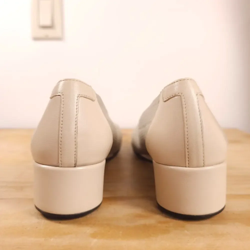 Taryn Rose Knit Stretch Celeste Round Toe Wedge Slip On Shoes Beige 7.5